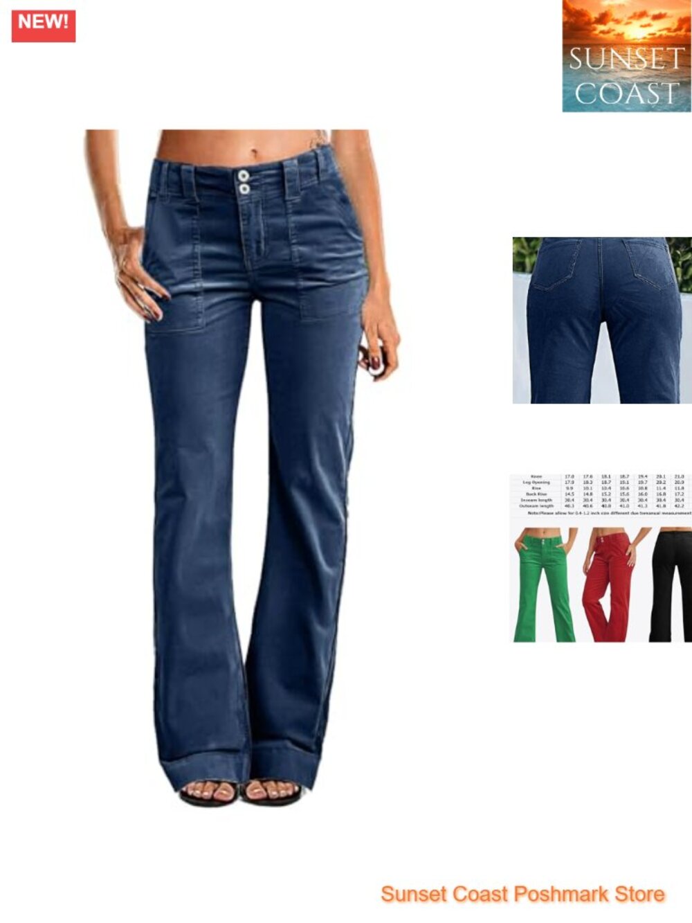 Corduroy Flare Straight Leg Mid Rise Casual Work Pants